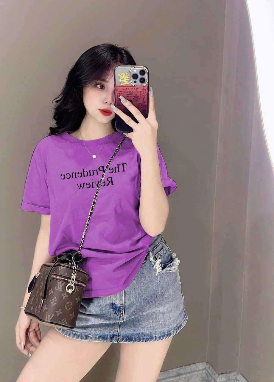ÁO NỮ THUN COTTON  4 CHIỀU THÊU CHỮ THỜI TRANG FORM VỪA CHUẨN ĐẸP