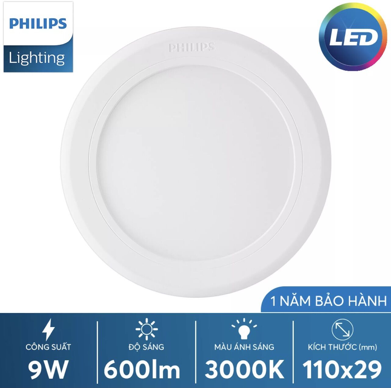 Dowlight led 59521 marcasite tròn 9w philips. đèn led âm trần marcasite 59521 9w khoét lổ 100mm philips. sản phẩm chính hãng philips. philips.
