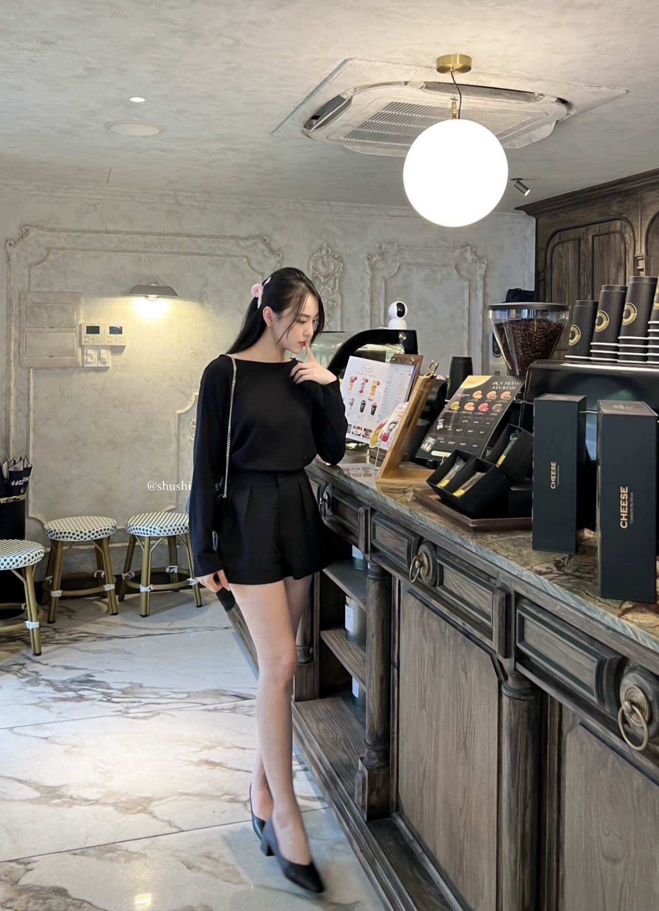 Estte Top - Áo Thun Tay Dài Cổ Ngang ( ảnh chính chủ )