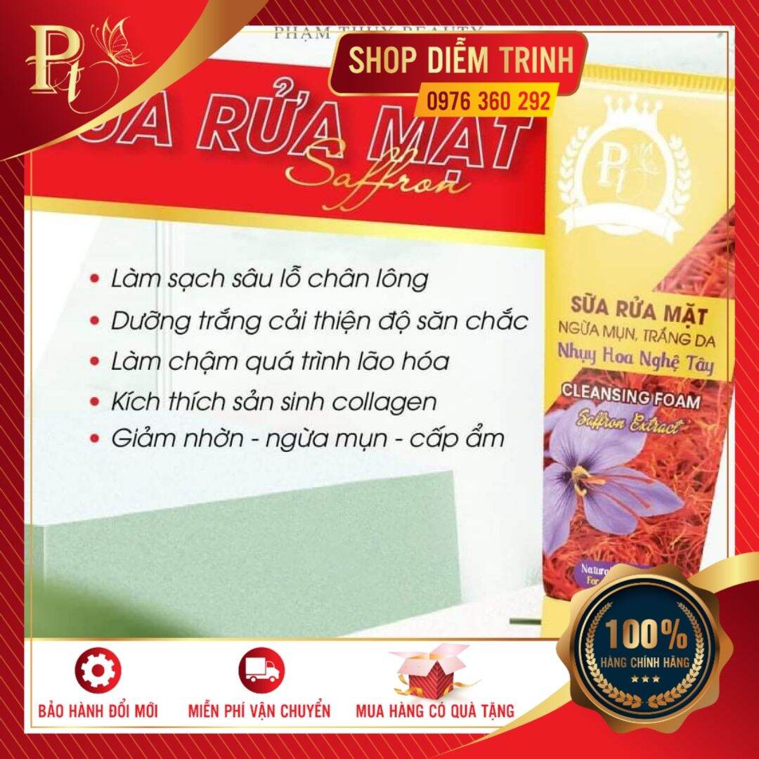 [Hcm]Sữa Rửa Mặt Ngừa Mụn Trắng Da Nhụy Hoa Nghệ Tây