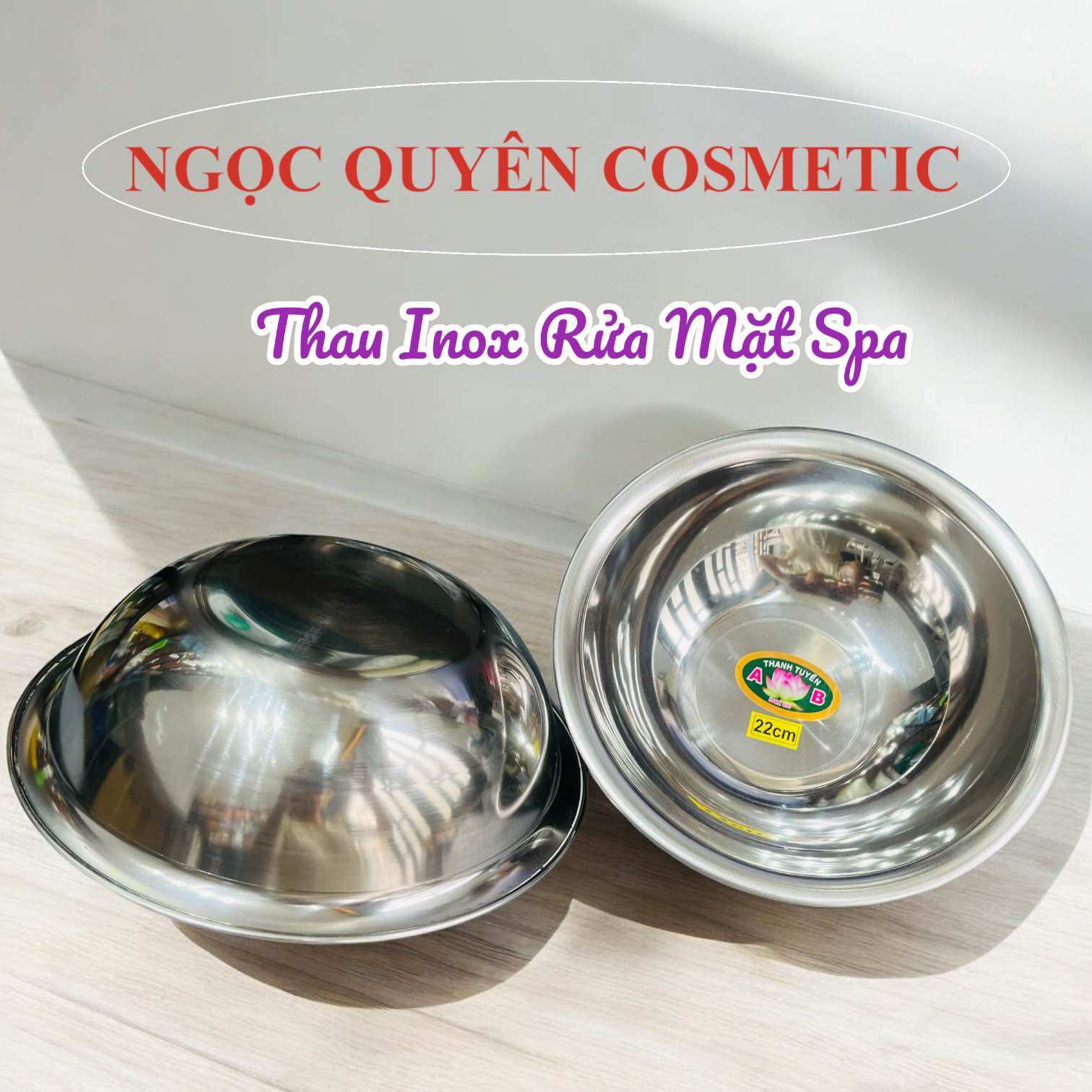 Thau inox spa , Thau inox rửa mặt size 22
