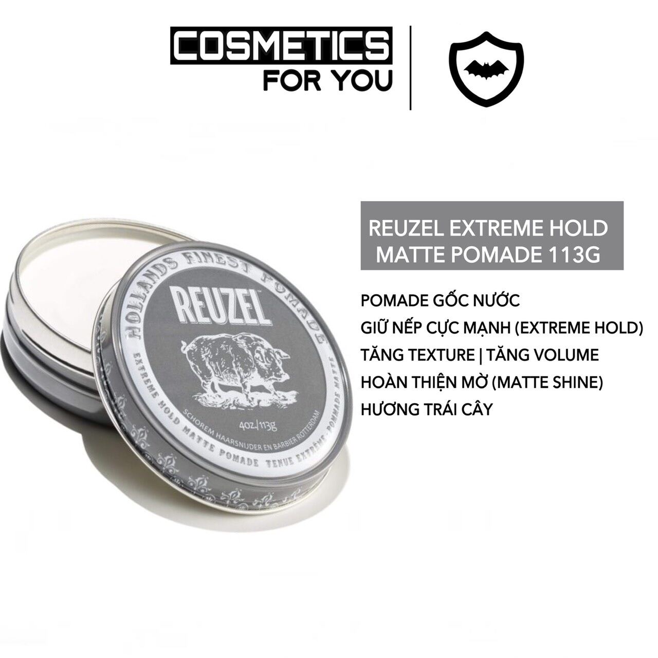 [Hcm]Sáp Vuốt Tóc Reuzel Extreme Hold Pomade 35G | 113G | 340G