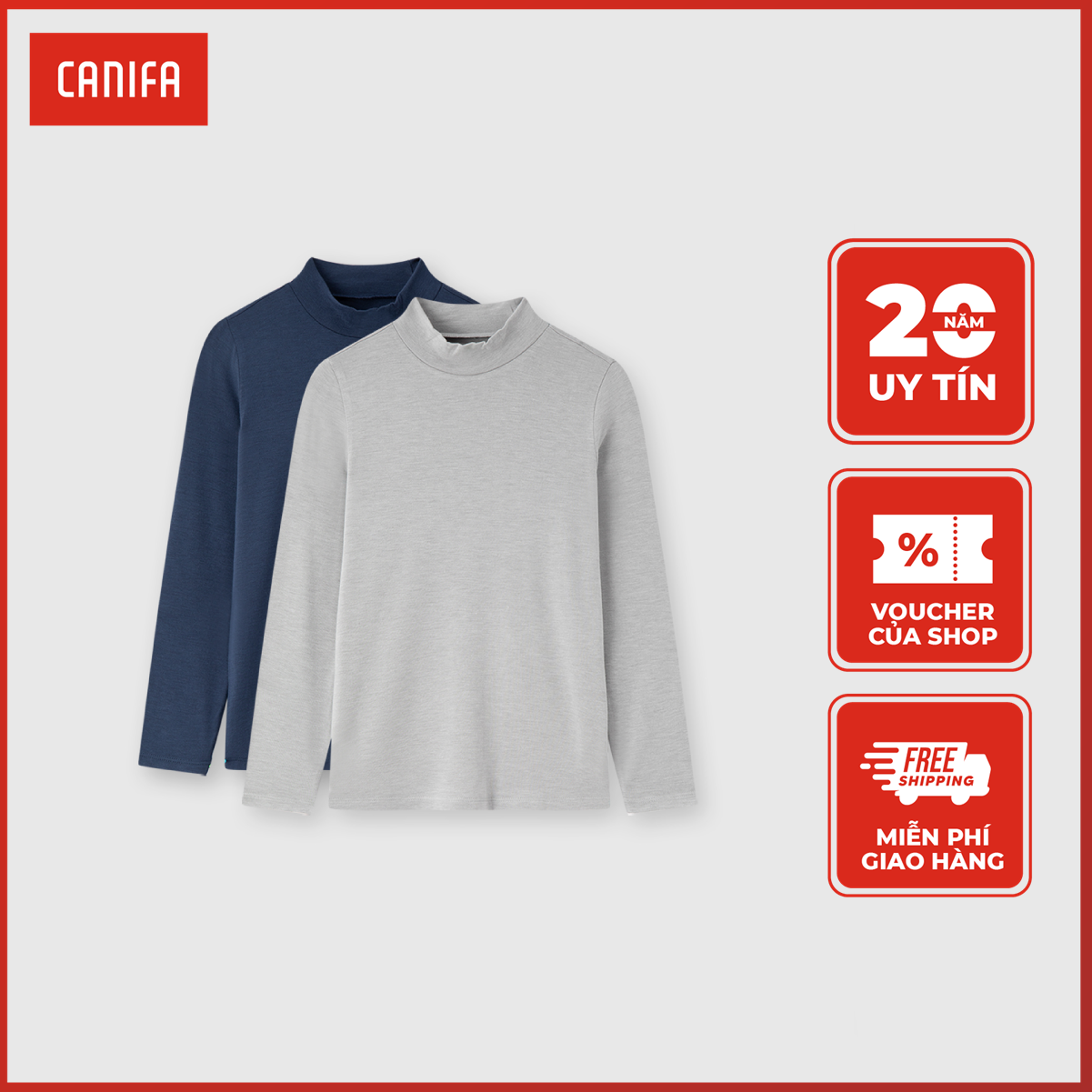 25-29.12 GIẢM TỚI 50% Combo 2 áo giữ nhiệt trẻ em bé trai bé gái CANIFA nguyên liệu heatplus 1IS23W001 MS24