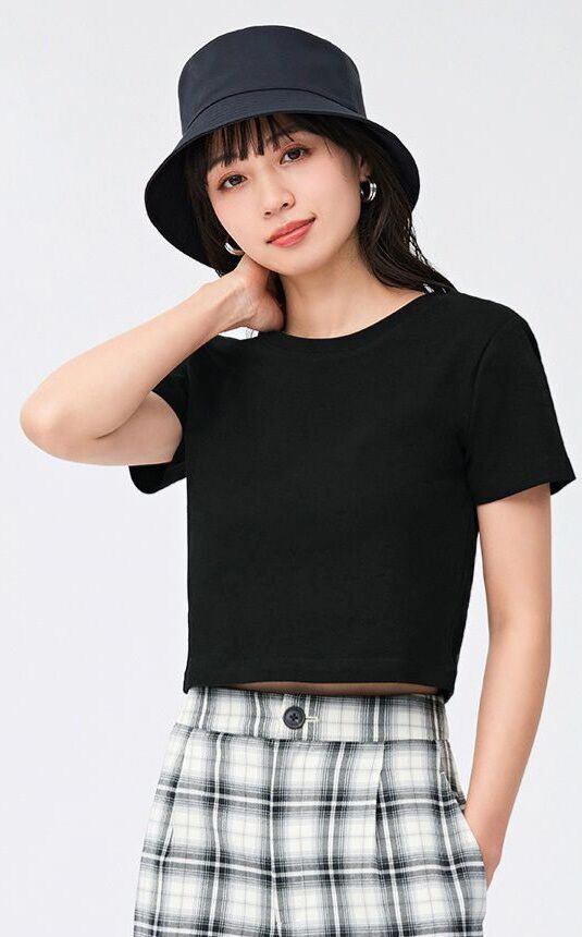 Áo thun croptop nữ chất xước vnxk xịn