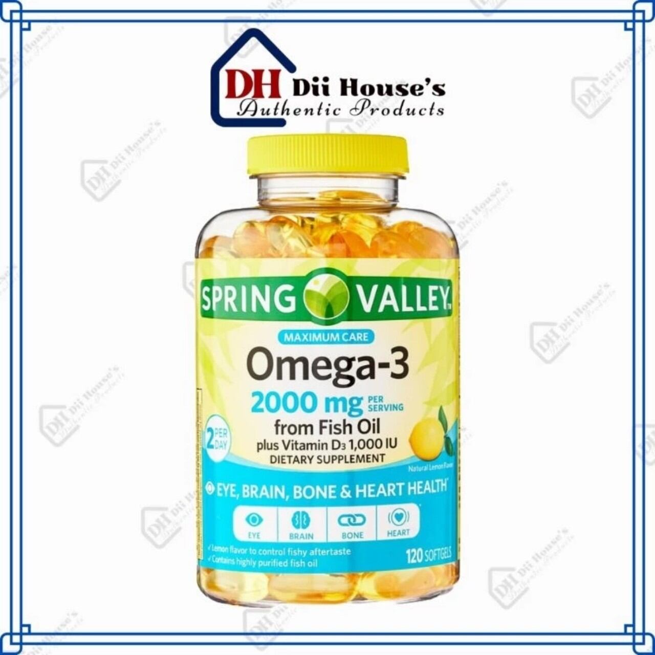 Spring Valley Omega3 2000mg from Fish Oil 120 viên - Dầu Cá Hương Chanh.