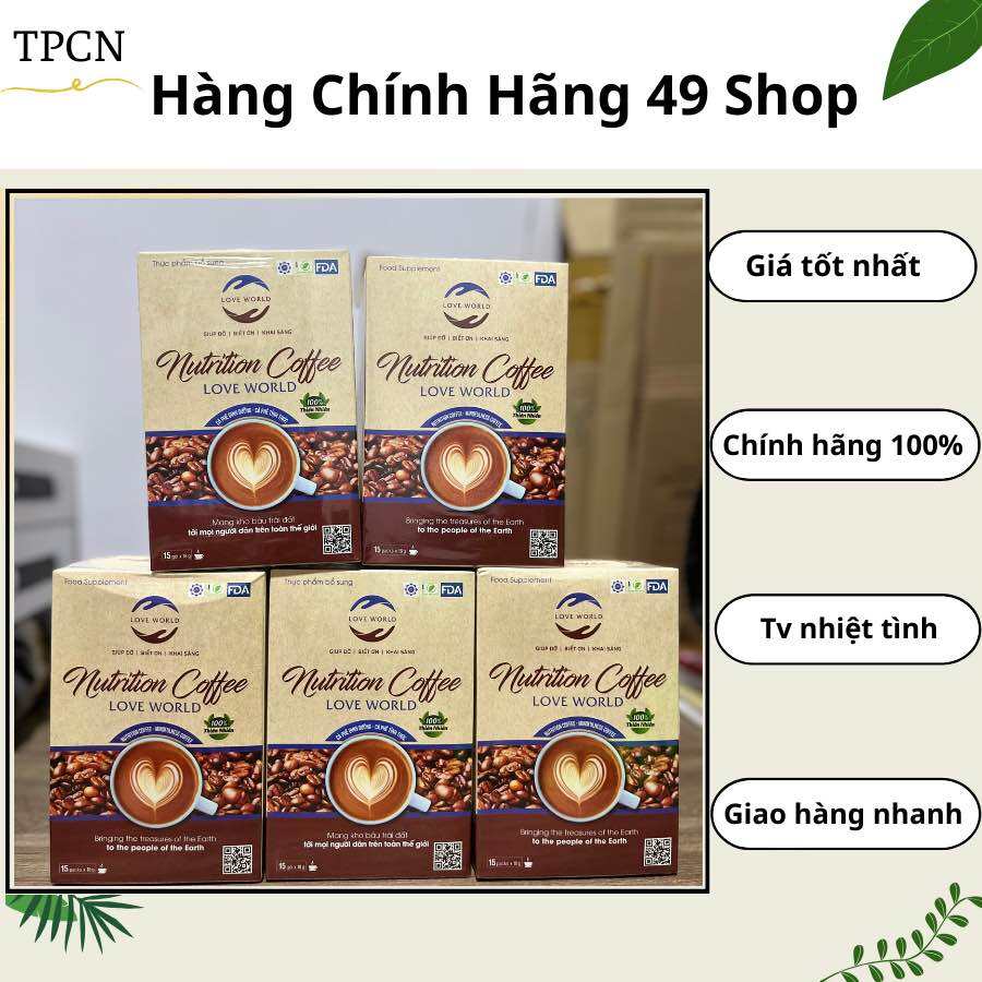 Combo 5 hộp Nutrition Coffee Love World- Cà phê dinh dưỡng, duy trì sự tỉnh táo, tập trung