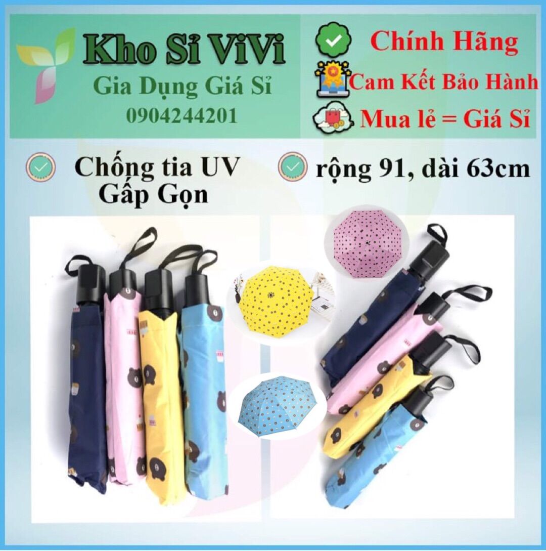 Ô che nắng ô gấu Brown(Giá Sỉ) dù che mưa  Chống Tia UV ô dù gấp gọn KhoSiViVi