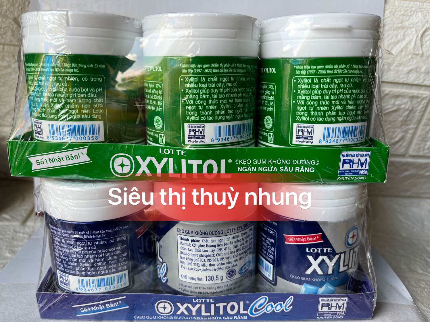 lốc 6 hộp Kẹo Cao Su  Xylitol  Lotte lọ TO 130,5g