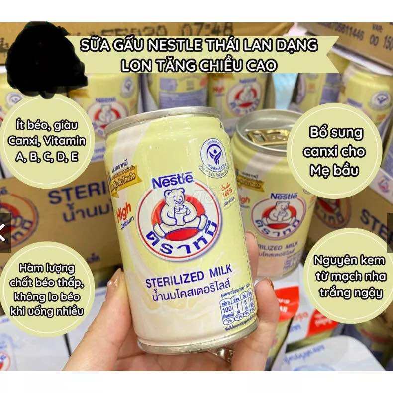 Chính Hãng Sữa Tươi Gấu Nestle Thái Lan Dáng Lon Mẫu Mới - 150ml Dành cho