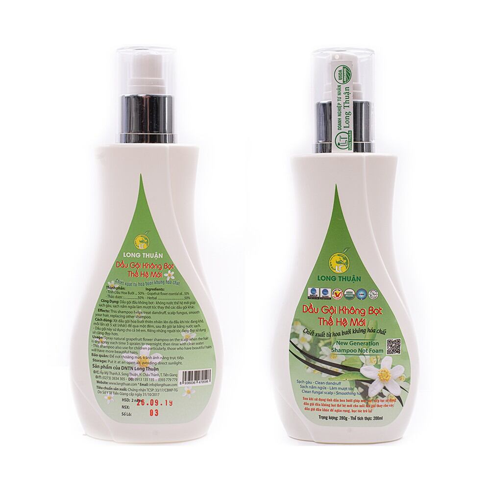 Dầu Gội Không Bọt Thế Hệ Mới - Chai 200ml - Long Thuận