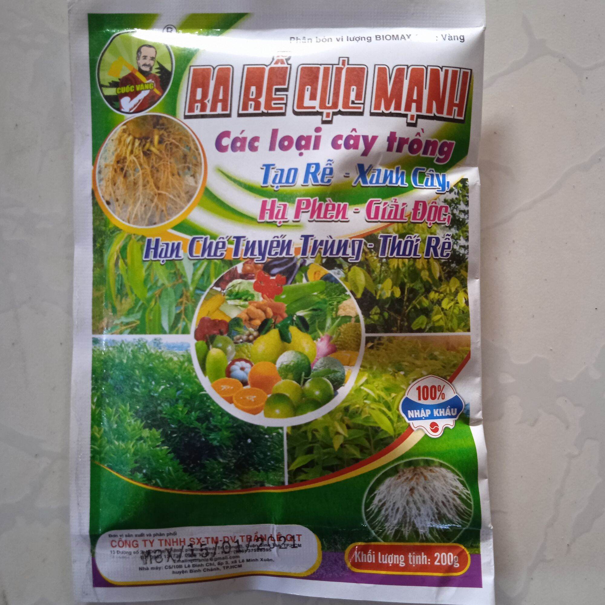 Kích rễ cực mạnh Cuốc Vàng giúp cây ra rễ mạnh hạ phèn, giải độc, phòng trừ tuyến trùng, thối rễ