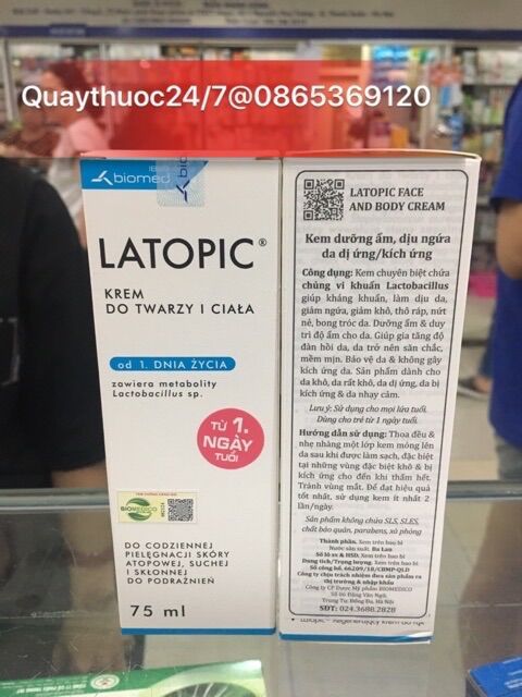 KEM DƯỠNG ẨM DỊU NGỨA LATOPIC (75ml)