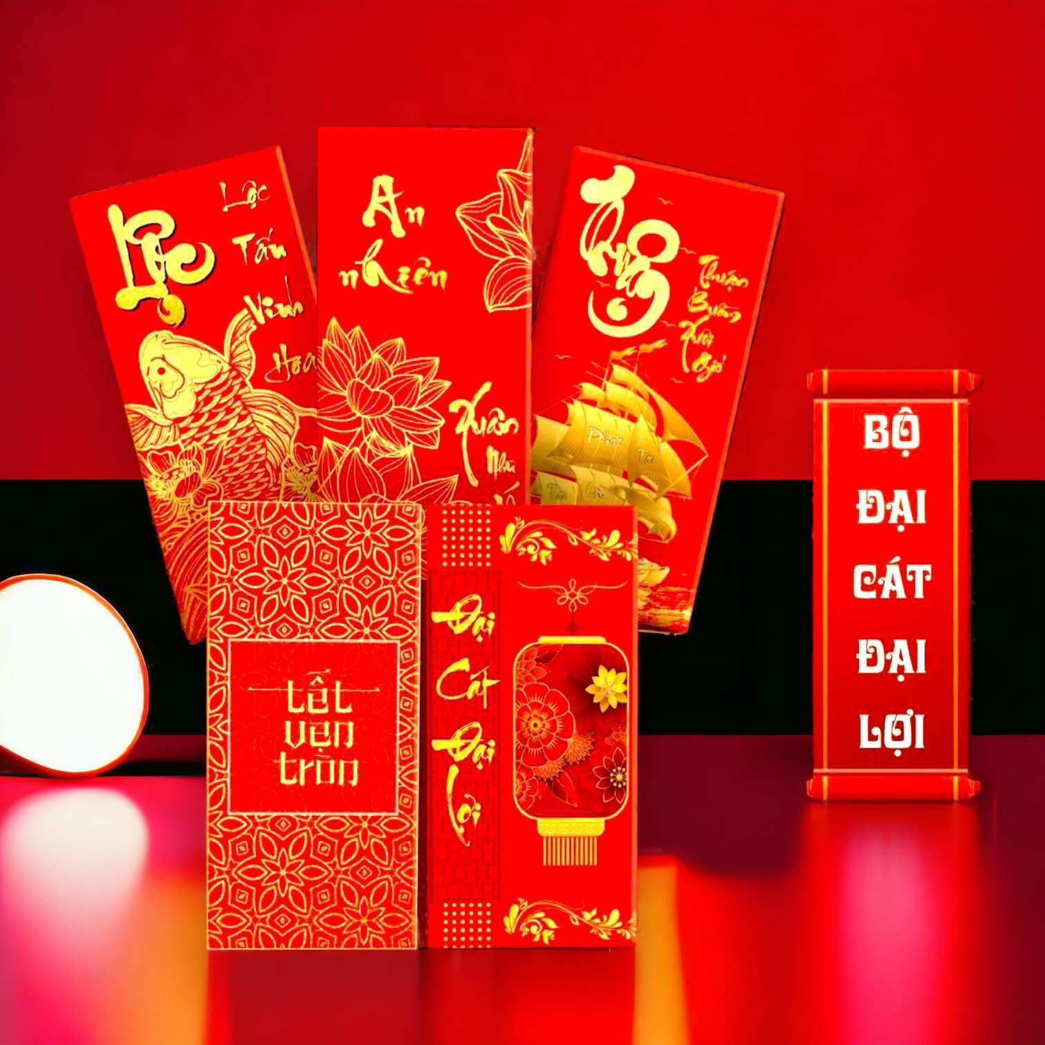 Sỉ 1000 bao lì xì tết 2024 , chia sẵn túi kiếng xấp 10 cái