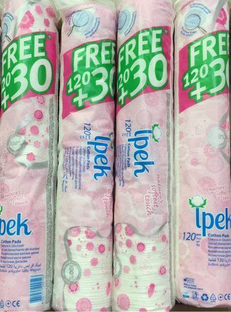 Bông tẩy trang IPEK 130pcr bông cotton thiên nhiên