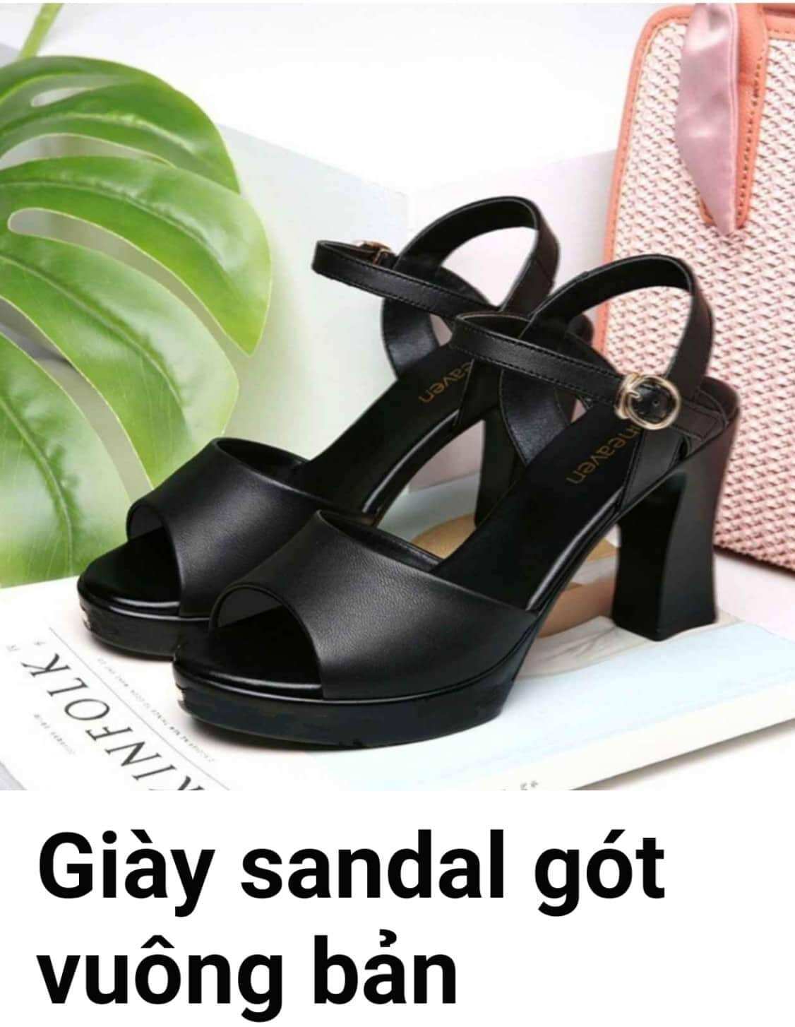 Giày sandan gót vuông bản 7f ms07