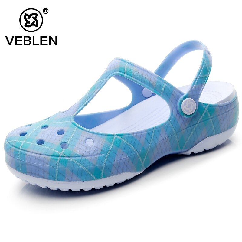 Dép Lỗ Veblen Nữ Giày Sandal Mary Jane Dép Lê Bít Mũi Đi Bên Ngoài Đế Dày Chống Trượt Giày Đi Biển Đế Mềm Veblen