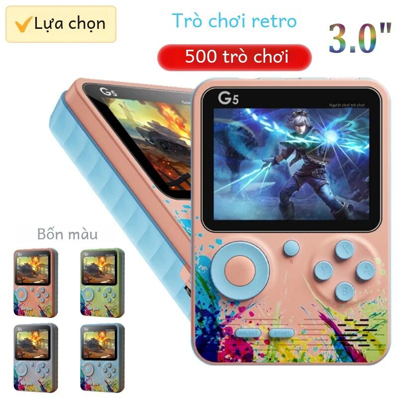 G5 Retro Máy Chơi Game Cầm Tay Màn Hình IPS 3.0 Inch Di Động Macaron Màu Tay Cầm Chơi Game Với 500 Trò Chơi Cổ Điển Pin Sạc 1020 MAh