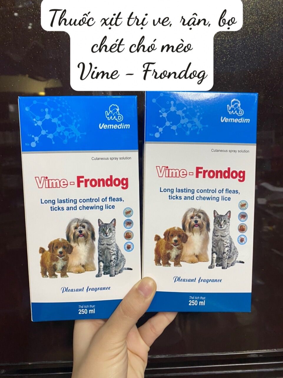 Thuốc xịt loại bỏ ve, rận, bọ chét chó mèo Vime - Frondog