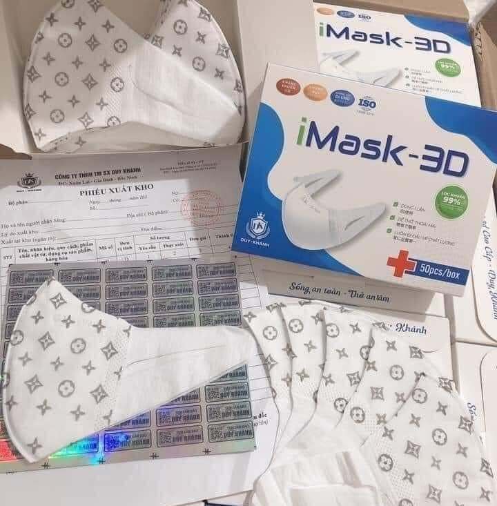 Khẩu trang 3D mask LV đen hộp 50 chiếc kháng khuẩn chất lượng cao