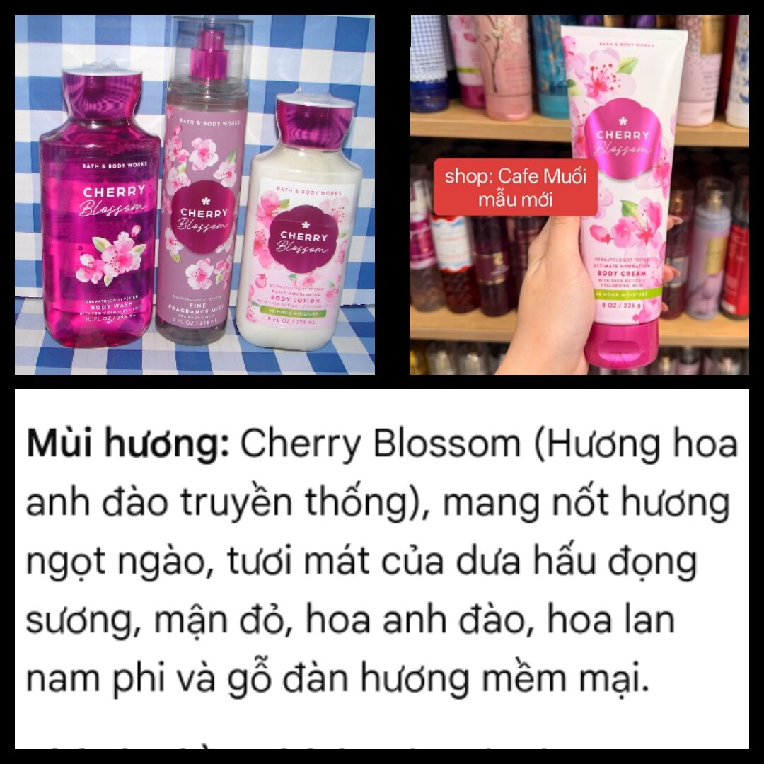 CHERRY BLOSSOM ‼️XỊT THƠM _ KEM DƯỠNG THỂ _ GEL TẮM _ SỮA DƯỠNG HƯƠNG NƯỚC HOA Bath & Body works