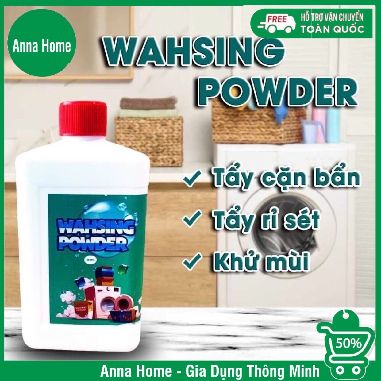 Nước tẩy lồng máy giặt wahsing powder chai 500ml