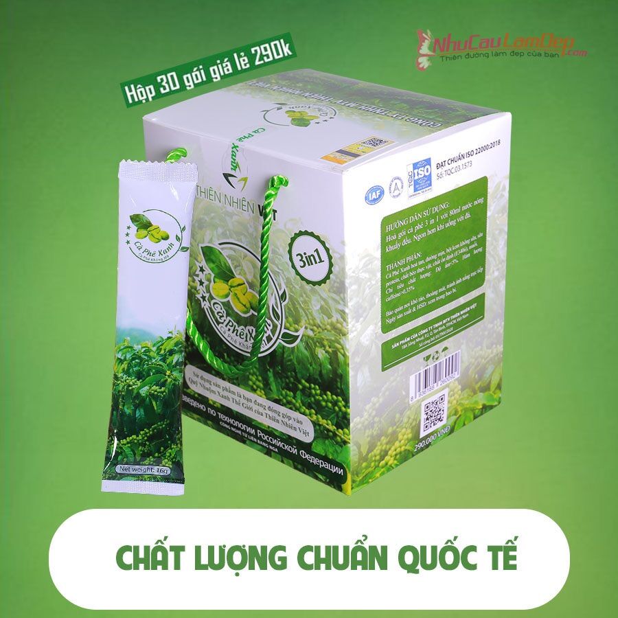 CÀ PHÊ XANH GIẢM CÂN KHÁNG MỠ HỘP 30 GÓI ( tặng cà phê yến )