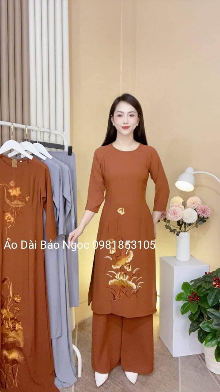 Sét Áo Dài  cách tân đi lễ chất liệu tằm ý
