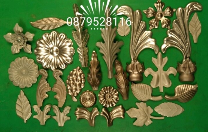 hoa sắt mỹ thuật 1 cặp bông hoa lá trang trí