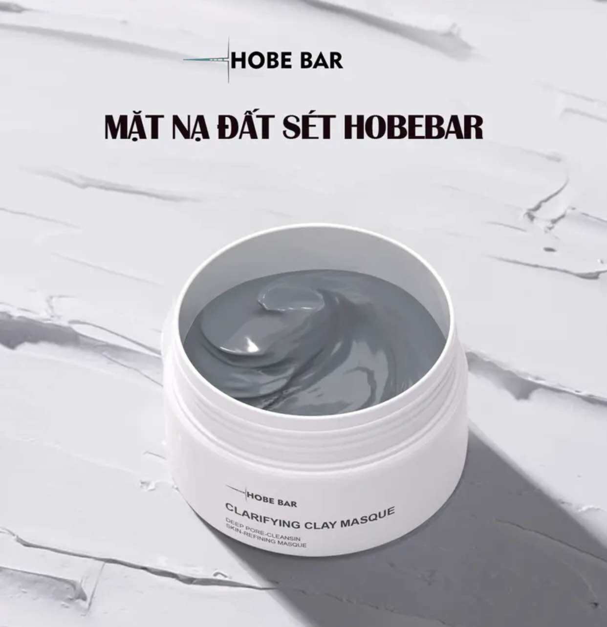 Mặt nạ đất sét trắng HOBEBAR Sodium Hyaluronate làm sạch lỗ chân lông giúp da sạch sâu mịn màng 55g