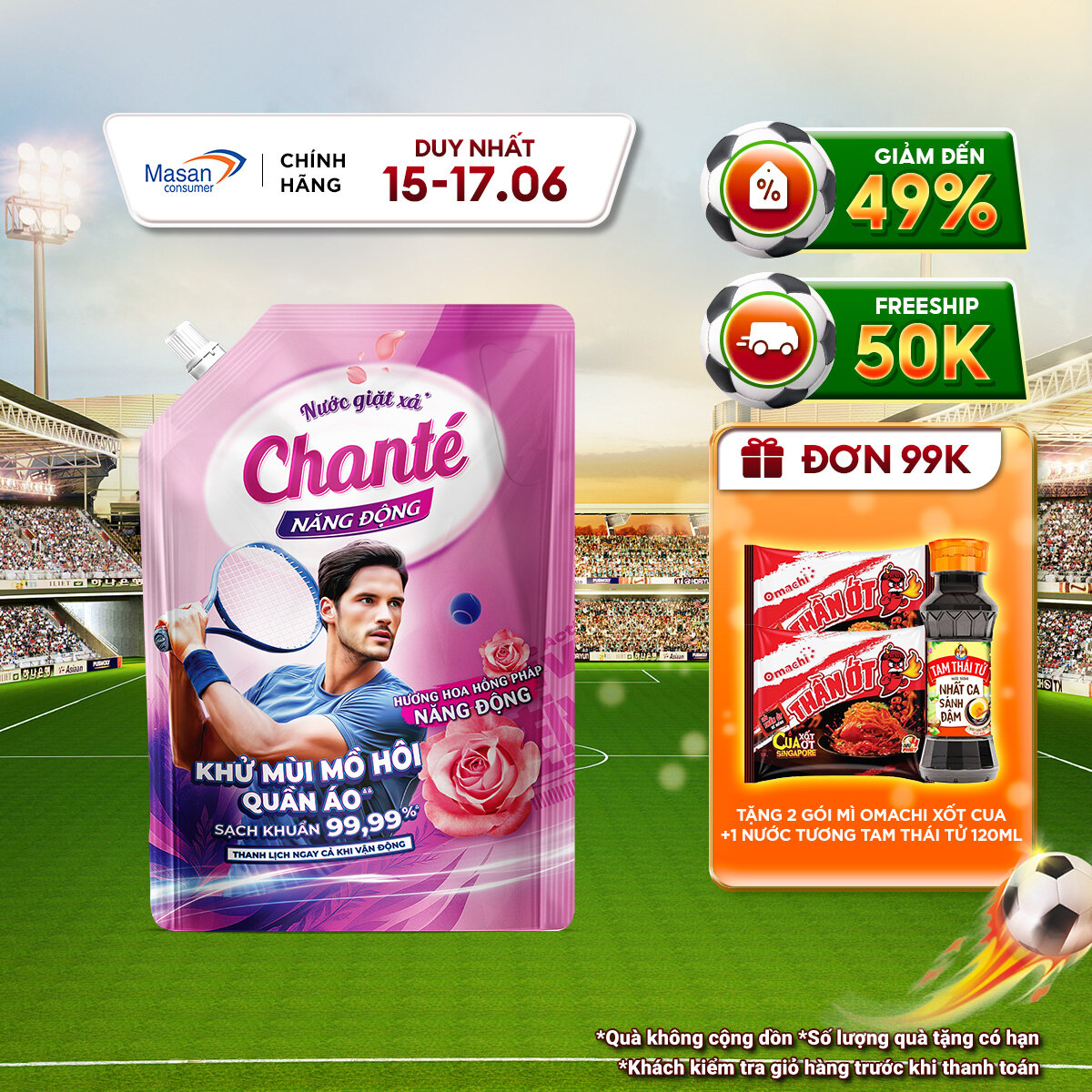 Nước giặt xả Chanté Active cao cấp 8 trong 1 túi x 3.2kg