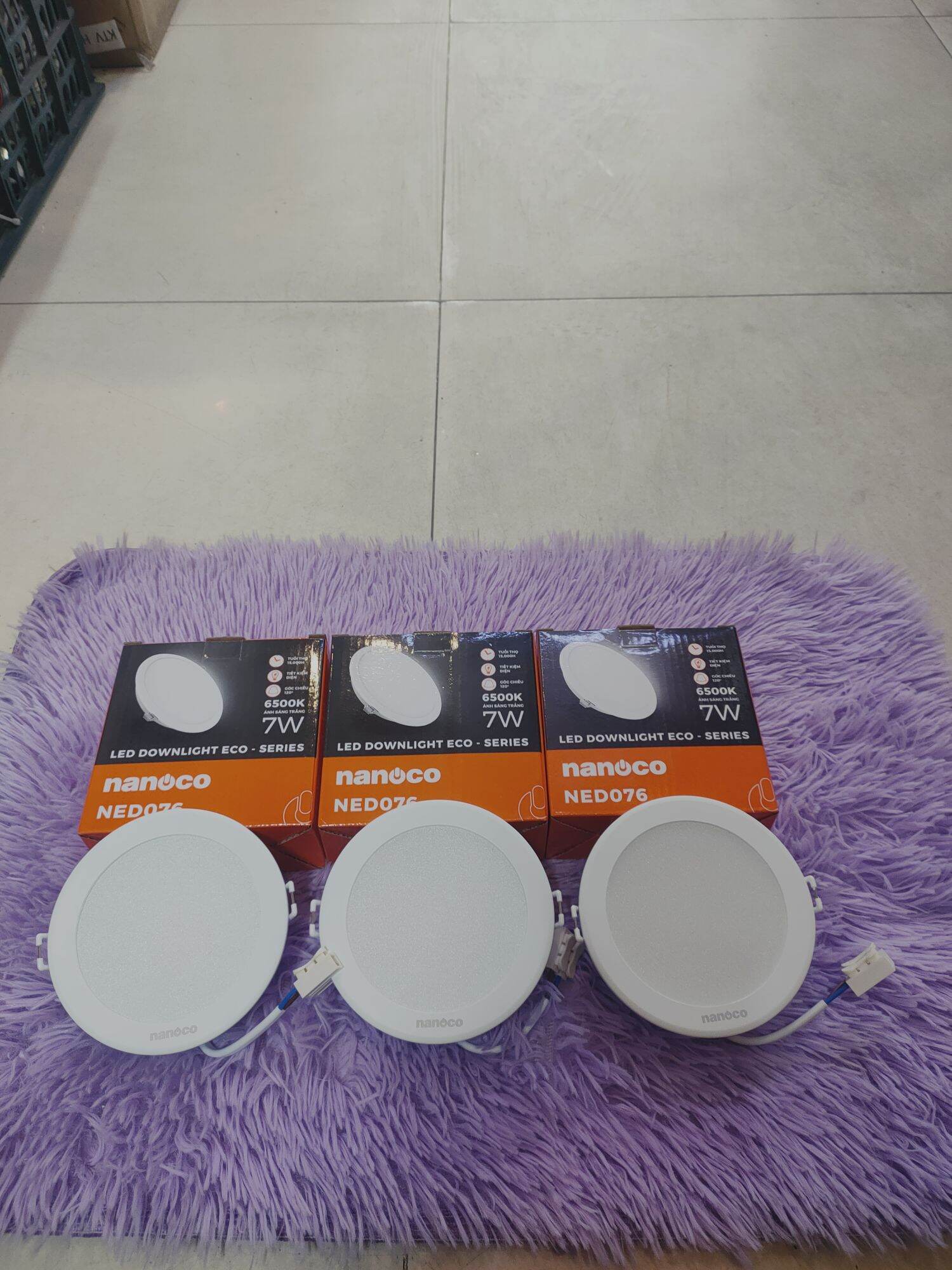 Đèn led âm trần Nanoco d90-7w 1 màu _3 màu