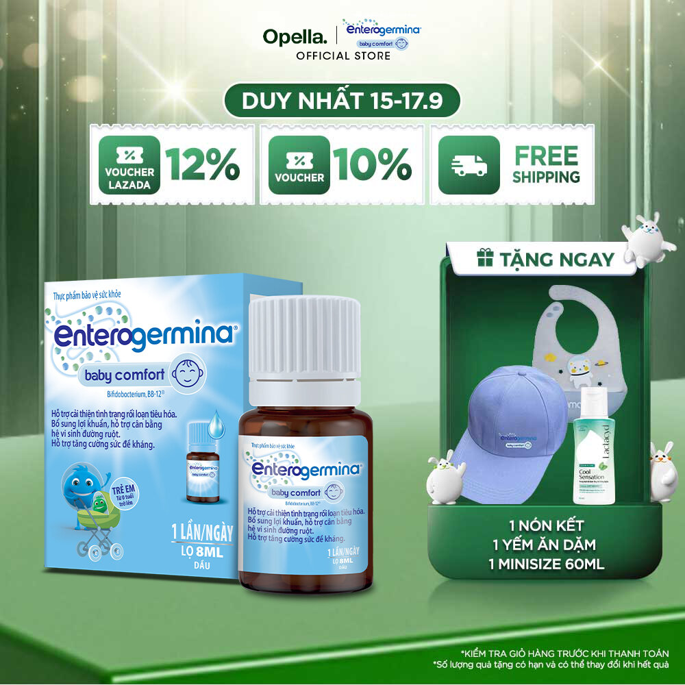 Men vi sinh Enterogermina Baby Comfort hỗ trợ cải thiện tình trạng rối loạn tiêu hóa ở trẻ nhỏ từ 0 tháng tuổi-Lọ 8ml