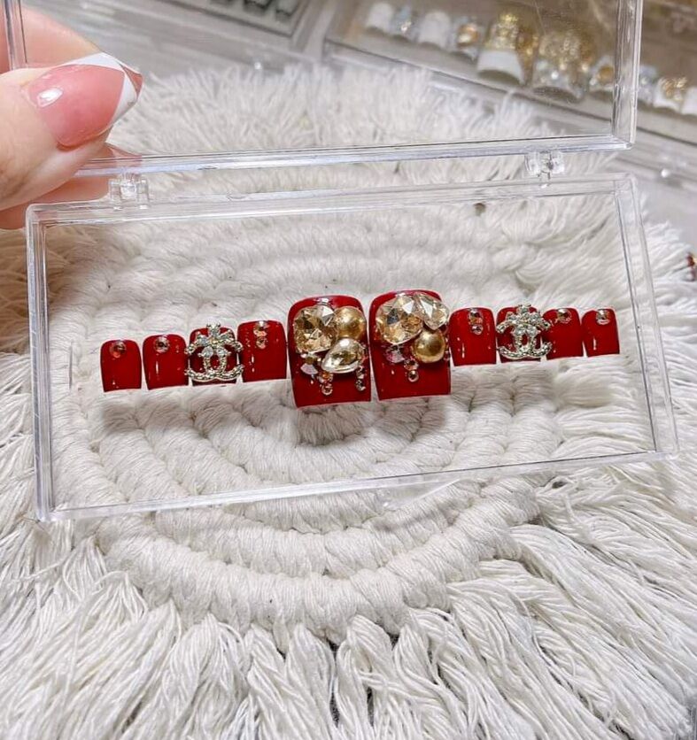 Nailbox chân thiết kế , móng úp chân gắn đá - mã 4
