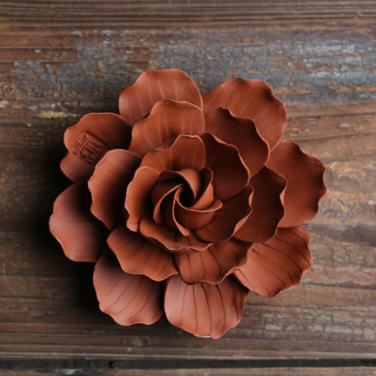 Where the Chao Zhou Intangible Culture Heritage Entirely Handmade Red Clay Lotus Incense Incense Holder Censer Ceramic Flower Decoration