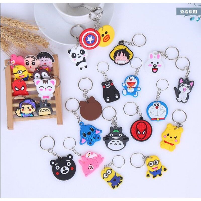 Combo 10 Móc khóa cute giá rẻ chất liệu silicon hoạt hình dễ thương
