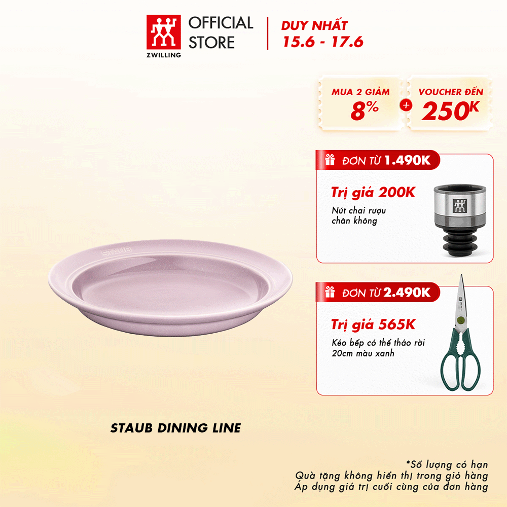 [ZWILLING] Đĩa sâu lòng STAUB bằng sứ 22cm, màu cherry blossom