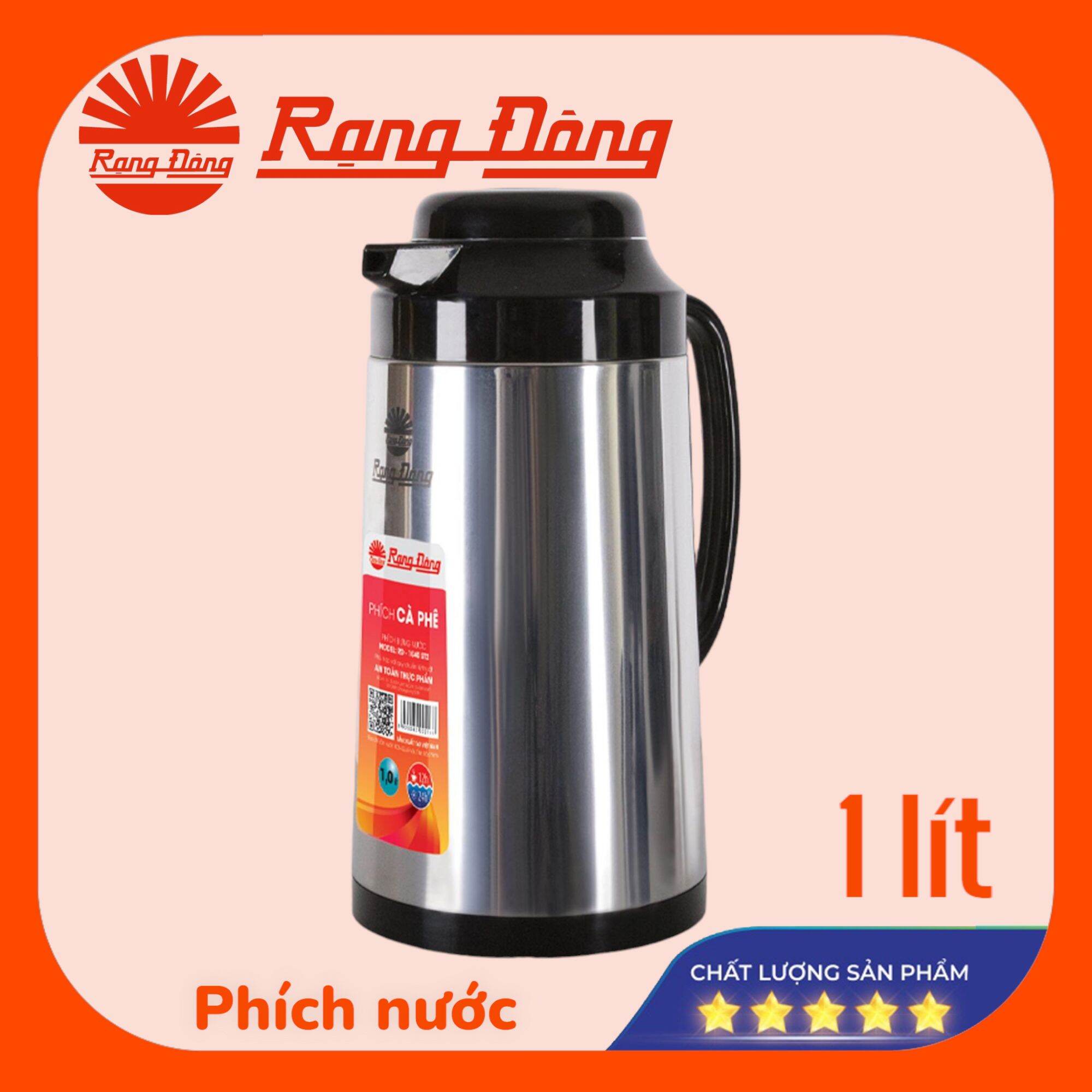 Phích đựng nước nóng 1 lít, bình thuỷ có nút ấn Rạng Đông, pha cafe, cao cấp, Model RD 1040 ST2