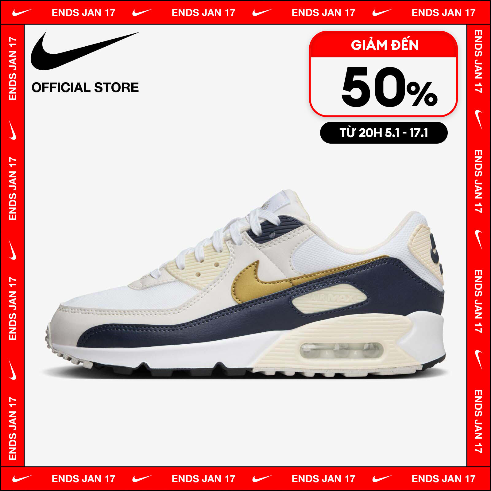 [TỪ 15-17.1 I VOUCHER 20%] Giày Thể Thao Nike Women's Air Max 90 Next Nature Shoes - White