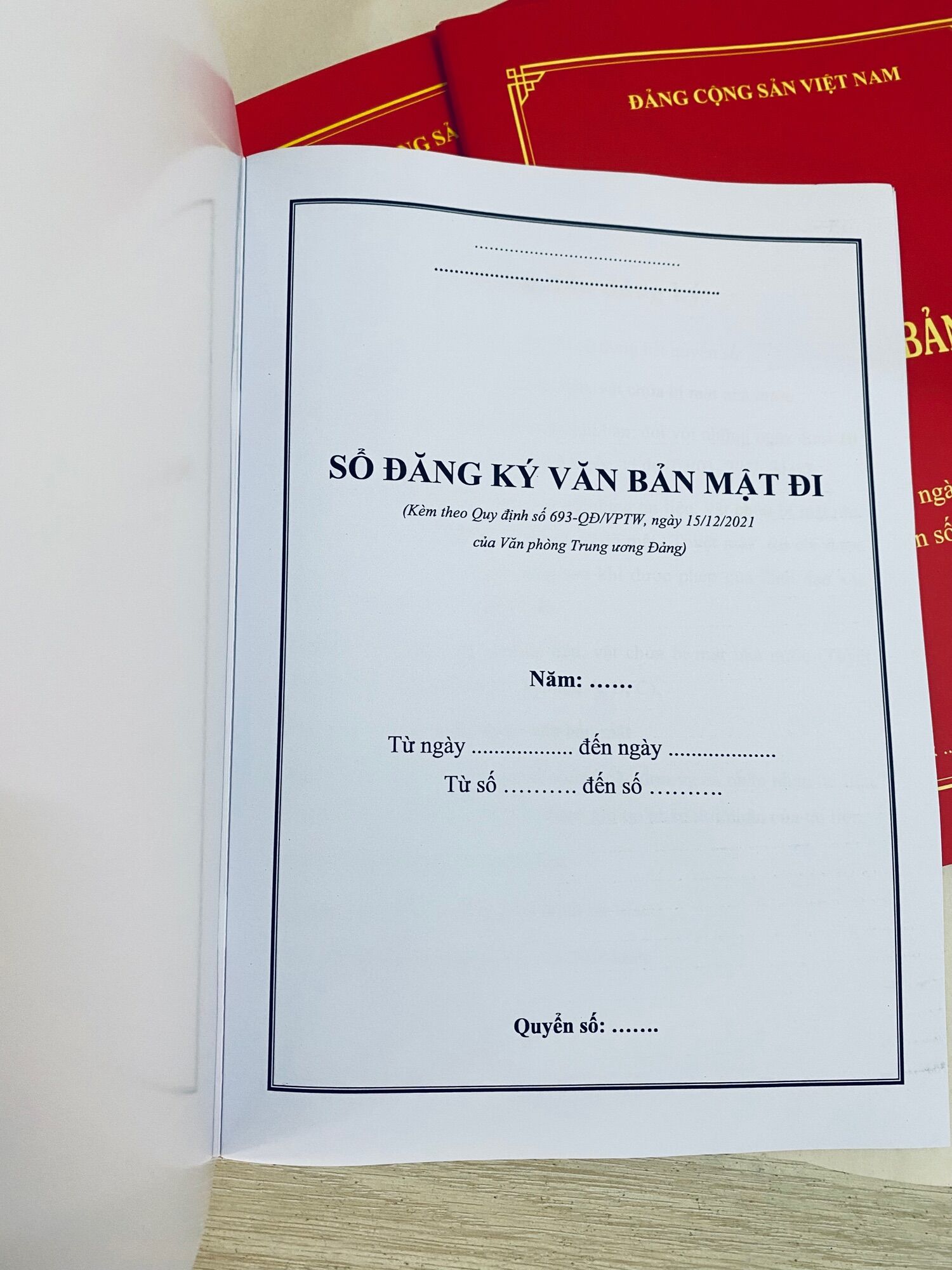 Sổ Đăng Ký Văn Bản Mật Đi