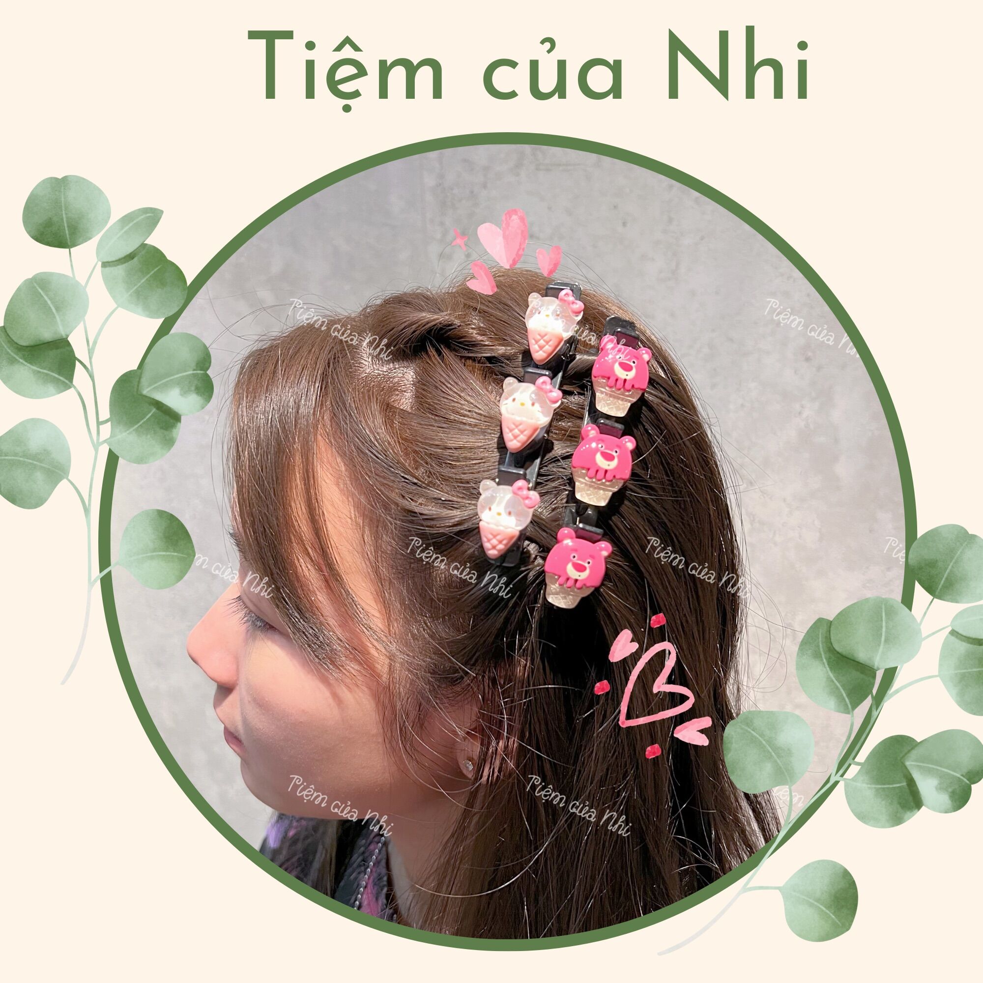 Kẹp tóc mái gấu dâu lotso hello kitty