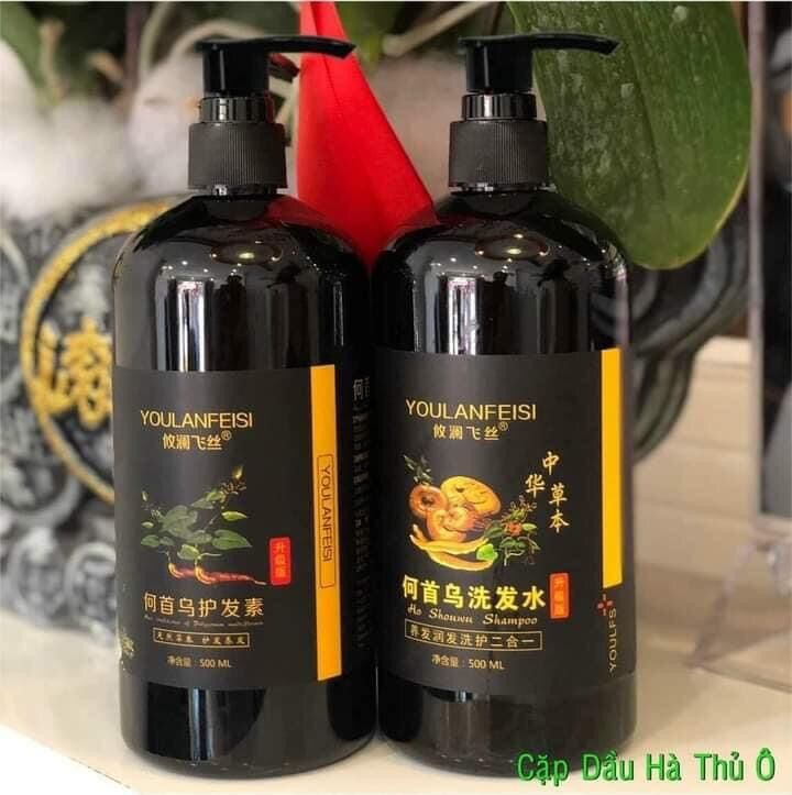 Dầu gội hà thủ ô linh chi 500ml xả gội combo