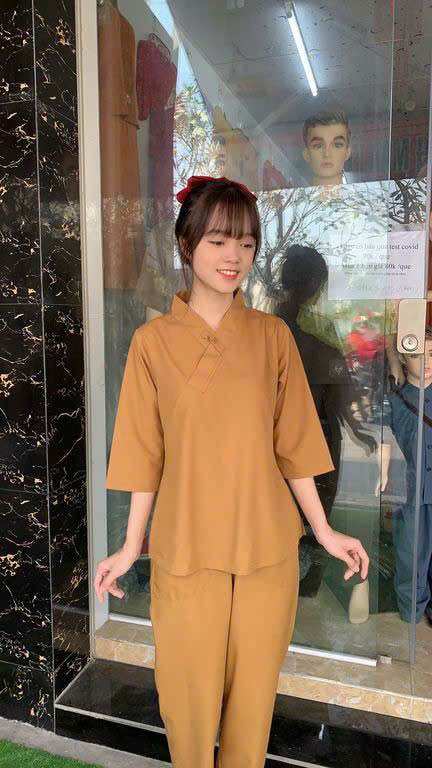 Đồ Lam Đi Chùa _ Mẫu 1 nút không thêu ( vãi kate )