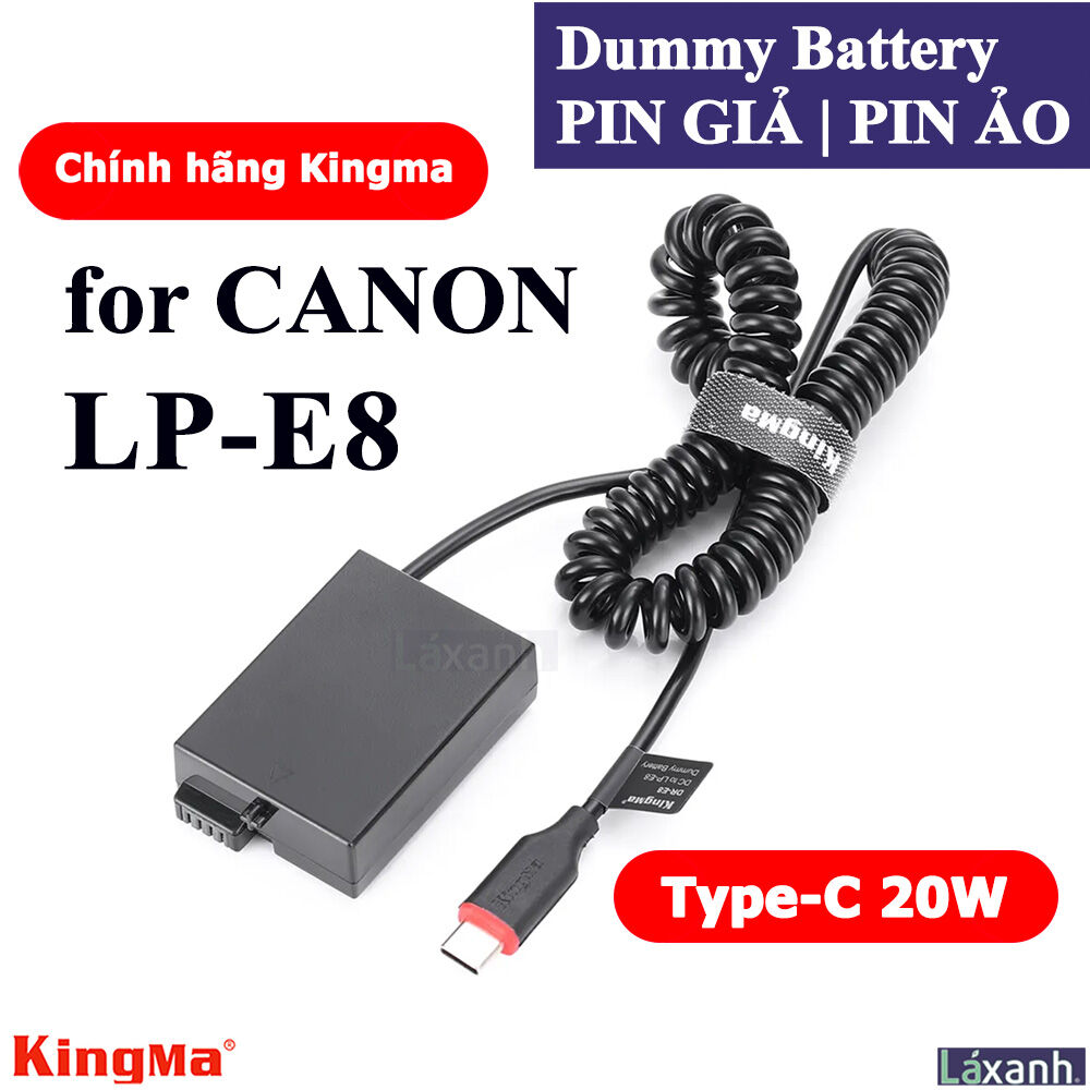Dummy type-c lp-e8 | pin giả pin ảo pin dummy battery dc coupler canon lp-e8 lpe8 canon eos 550d 600d 650d 700d rebel t2 t3 t4 t5 kiss x4 x5 x6 x7