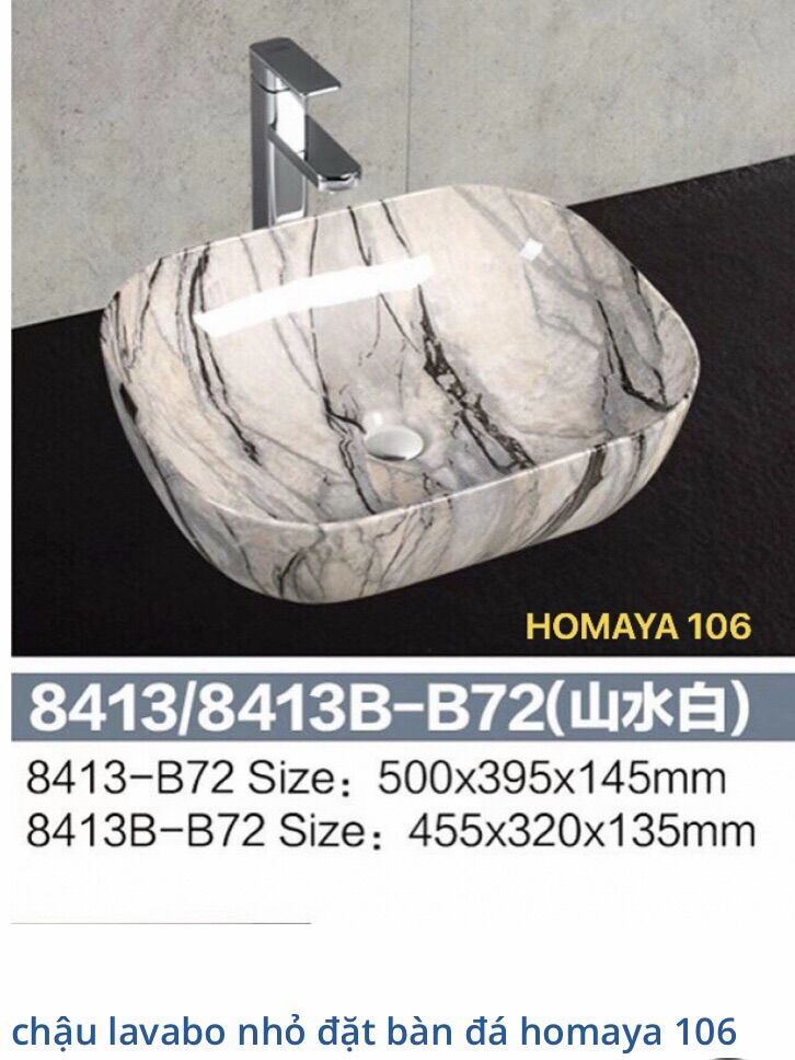 Chậu lavabo nhỏ đặt bàn đá, chậu Lavabo mini đặt bàn đá, chậu rửa mặt đặt bàn đá, chậu rửa mặt mini đặt bàn đá Homaya cao cấp
