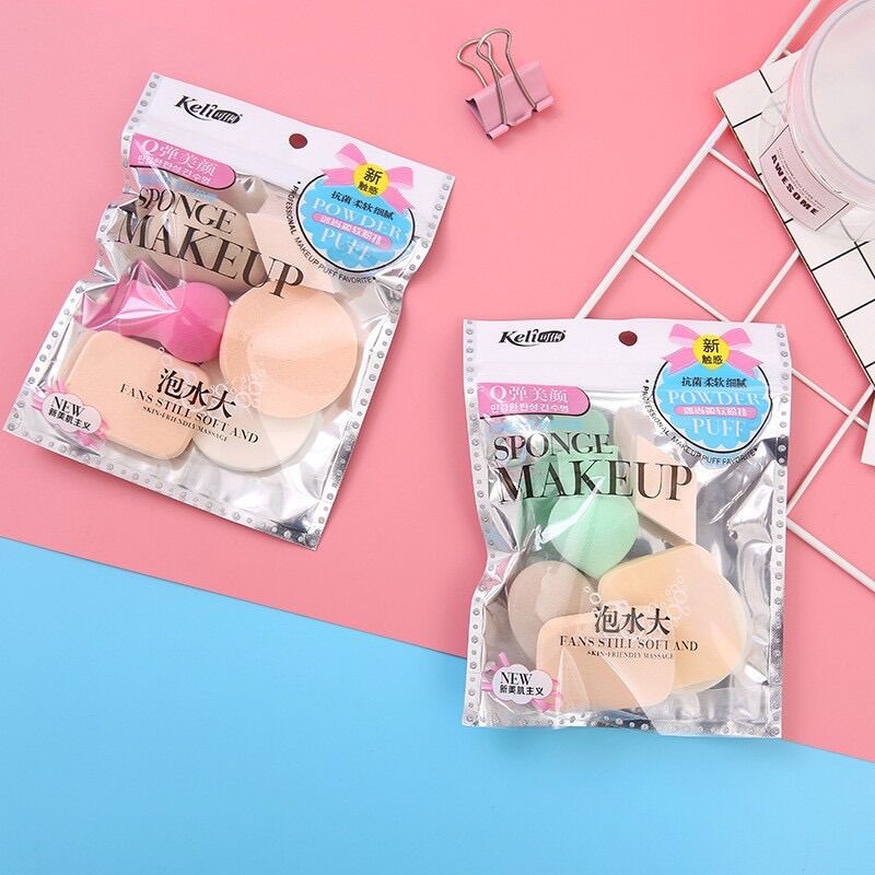 SET 6 MÚT ( BÔNG PHẤN )TRANG ĐIỂM - BÔNG MÚT HỒ LÔ