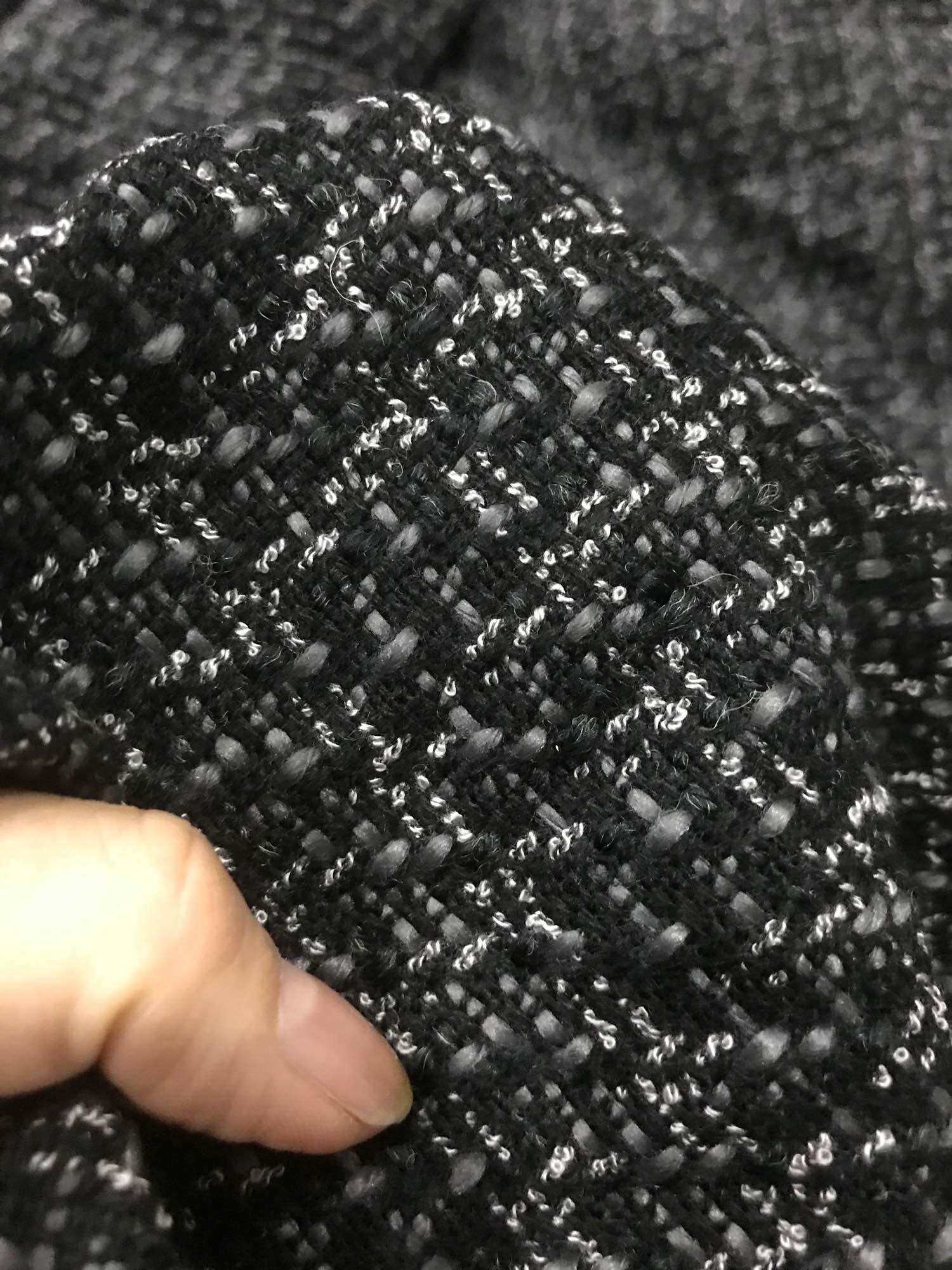 Vải Bố Dạ Tweed màu đen dày mềm hàng cao cấpmay đầm váy vest,comple,thiết kế thời trang