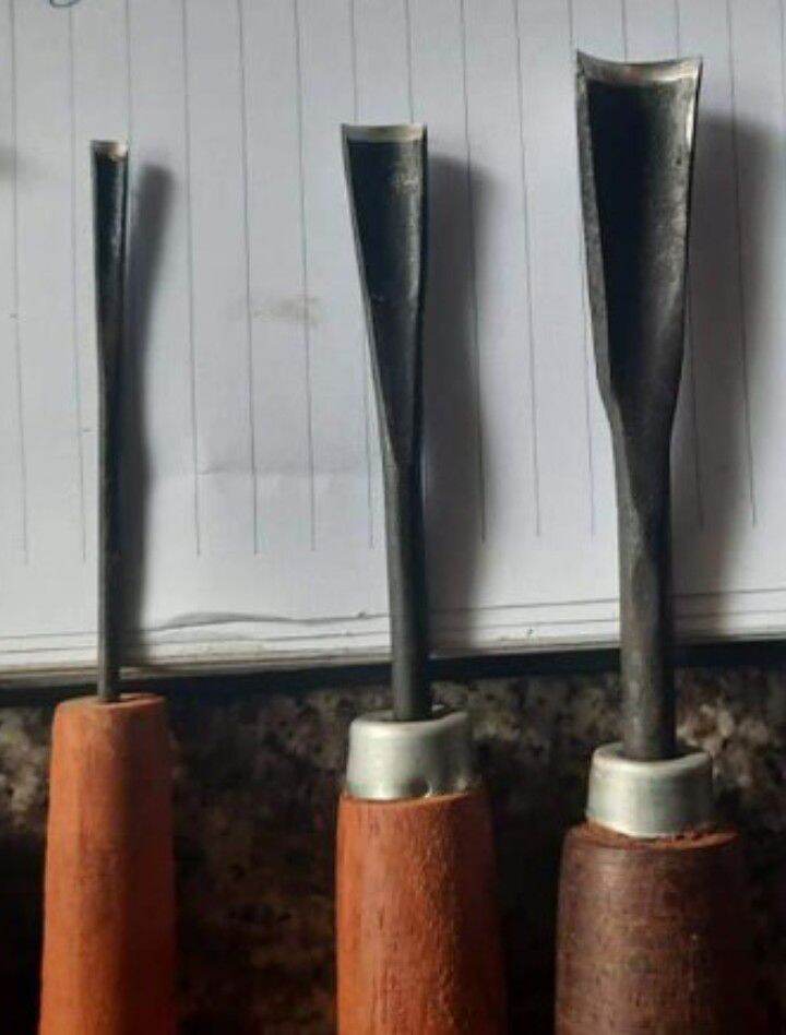 Bộ 3 cây đục sáo diều đục bonsai đục cây cảnh đục gỗ mài sắc tra cán gỗ nghiến