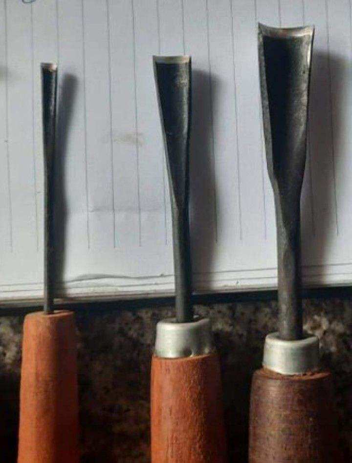 Bộ 3 cây đục sáo diều đục bonsai đục cây cảnh đục gỗ mài sắc tra cán gỗ nghiến