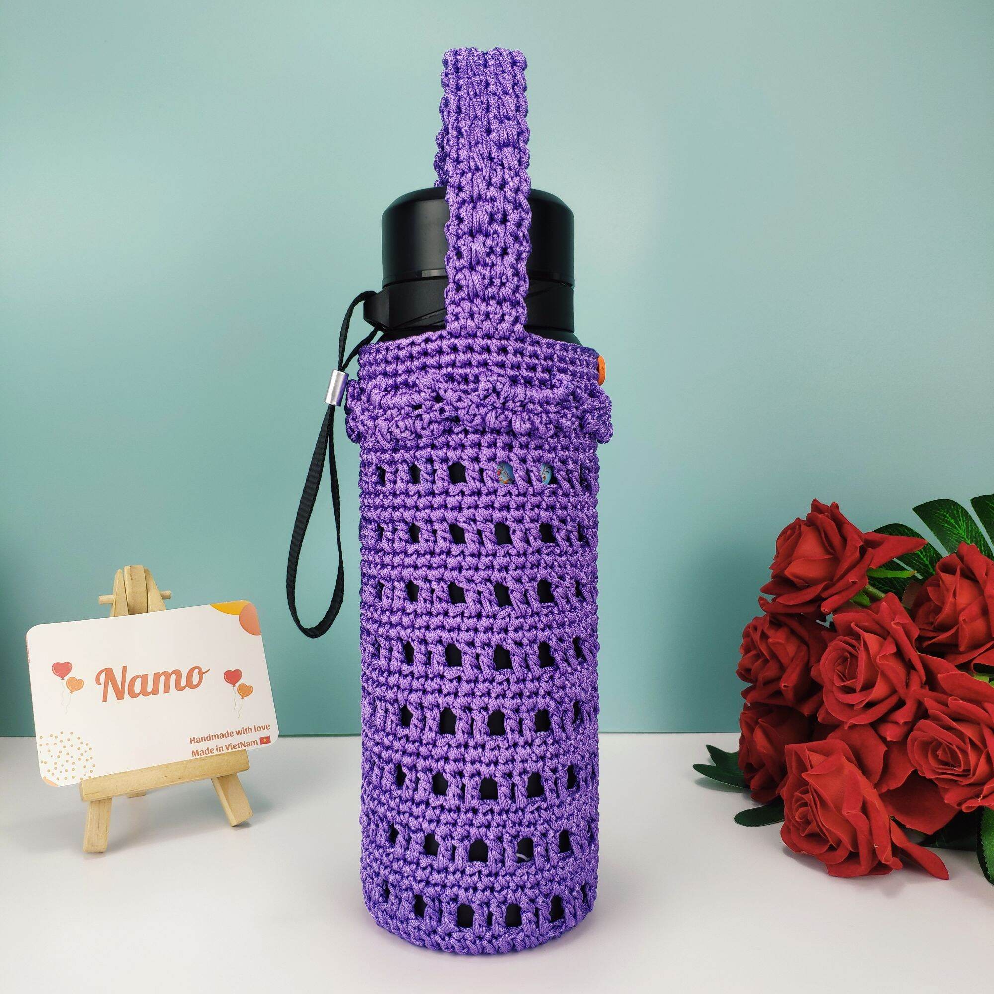 Túi để bình giữ nhiệt len, handmade, thủ công