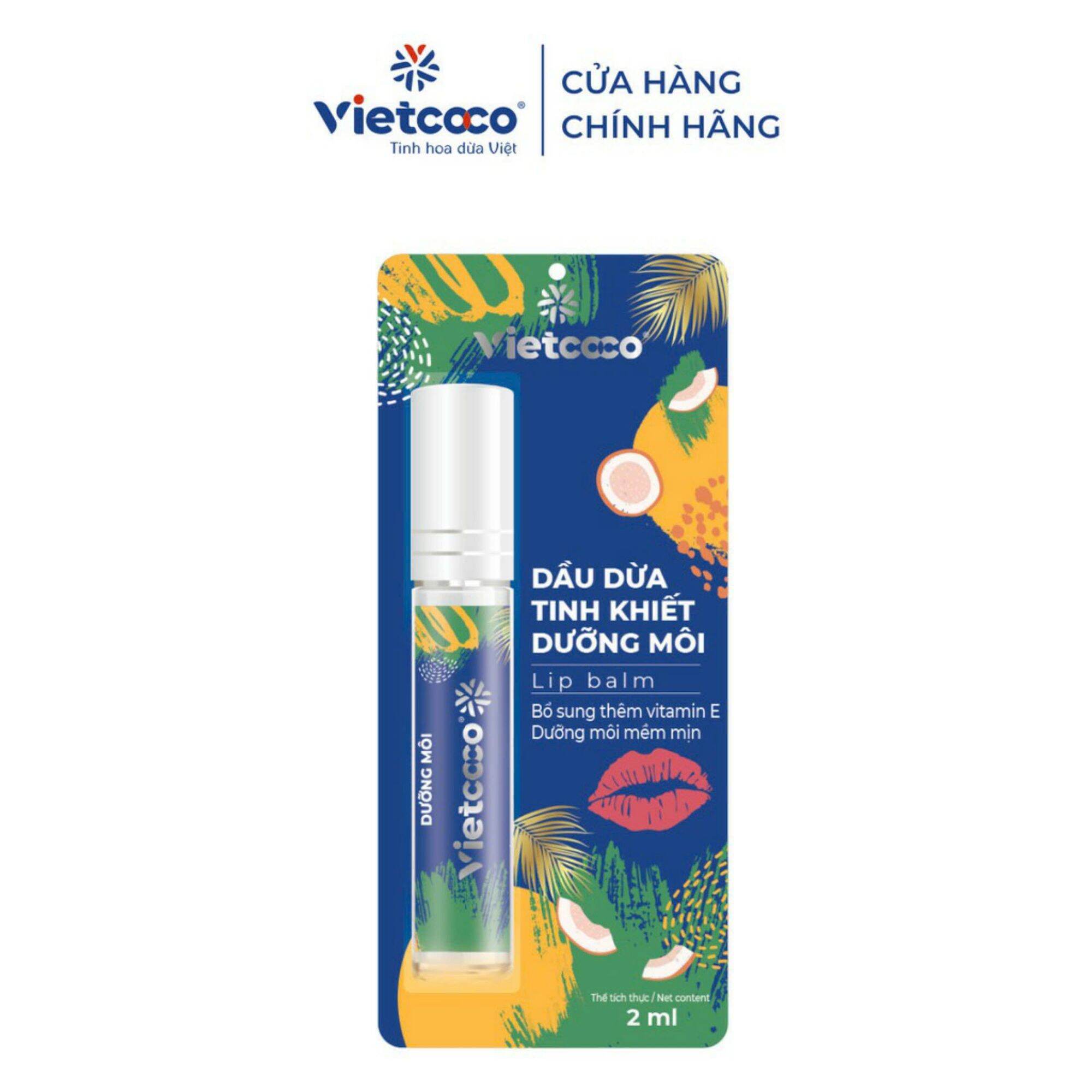 Dầu dừa tinh khiết dưỡng môi vietcoco 2ml, Date mới